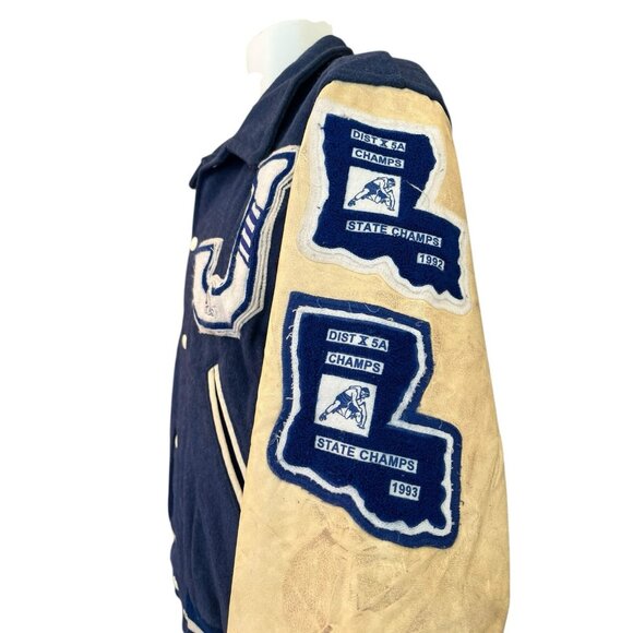 Vtg Neff Jesuit High School Blue Jays Letterman Jacket 1990s Wresting Louisiana - Picture 4 of 11